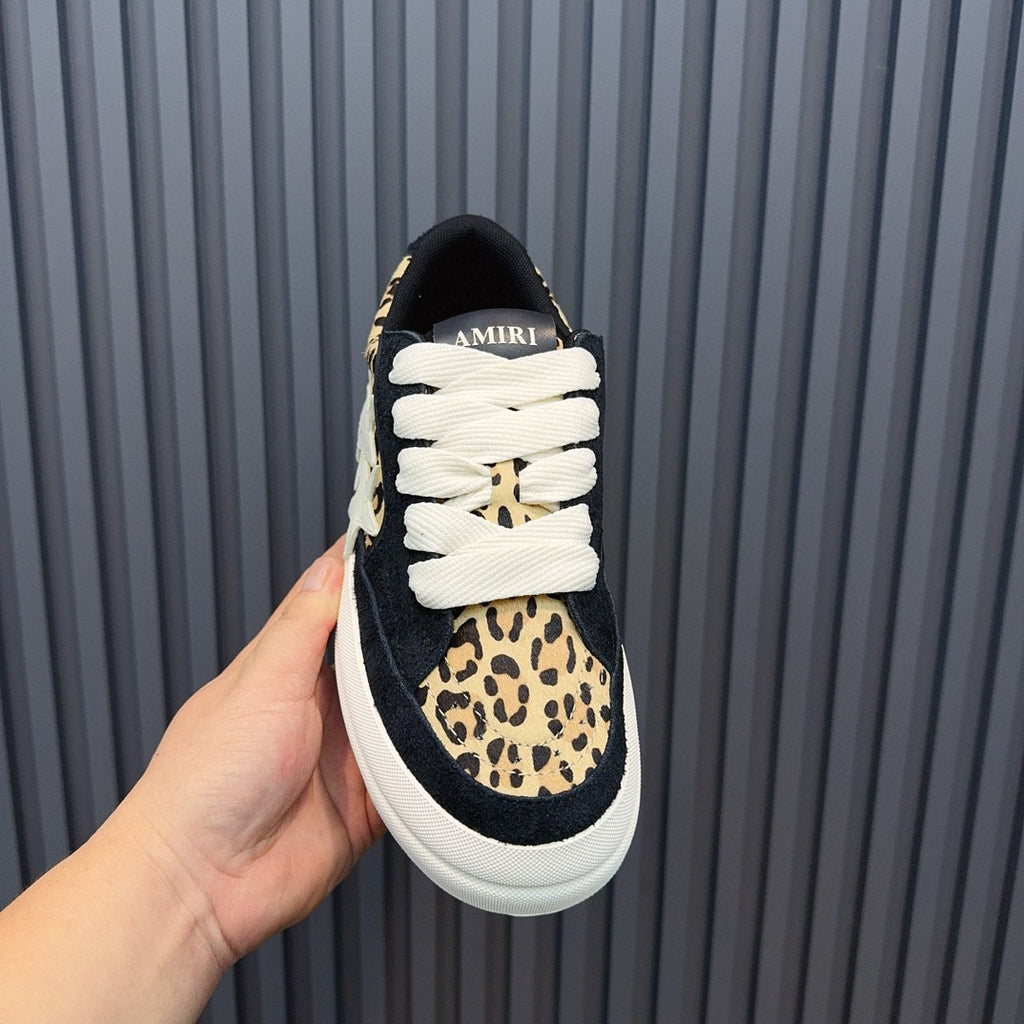 AMIRI Black Leopard-Print Triple-Star Low-Top Sneakers
