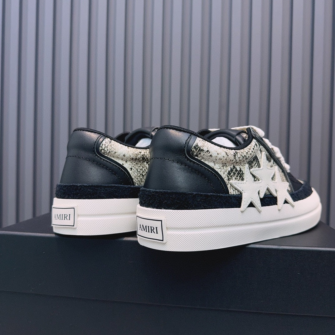 AMIRI Black Snakeskin-Print Triple-Star Low-Top Sneakers