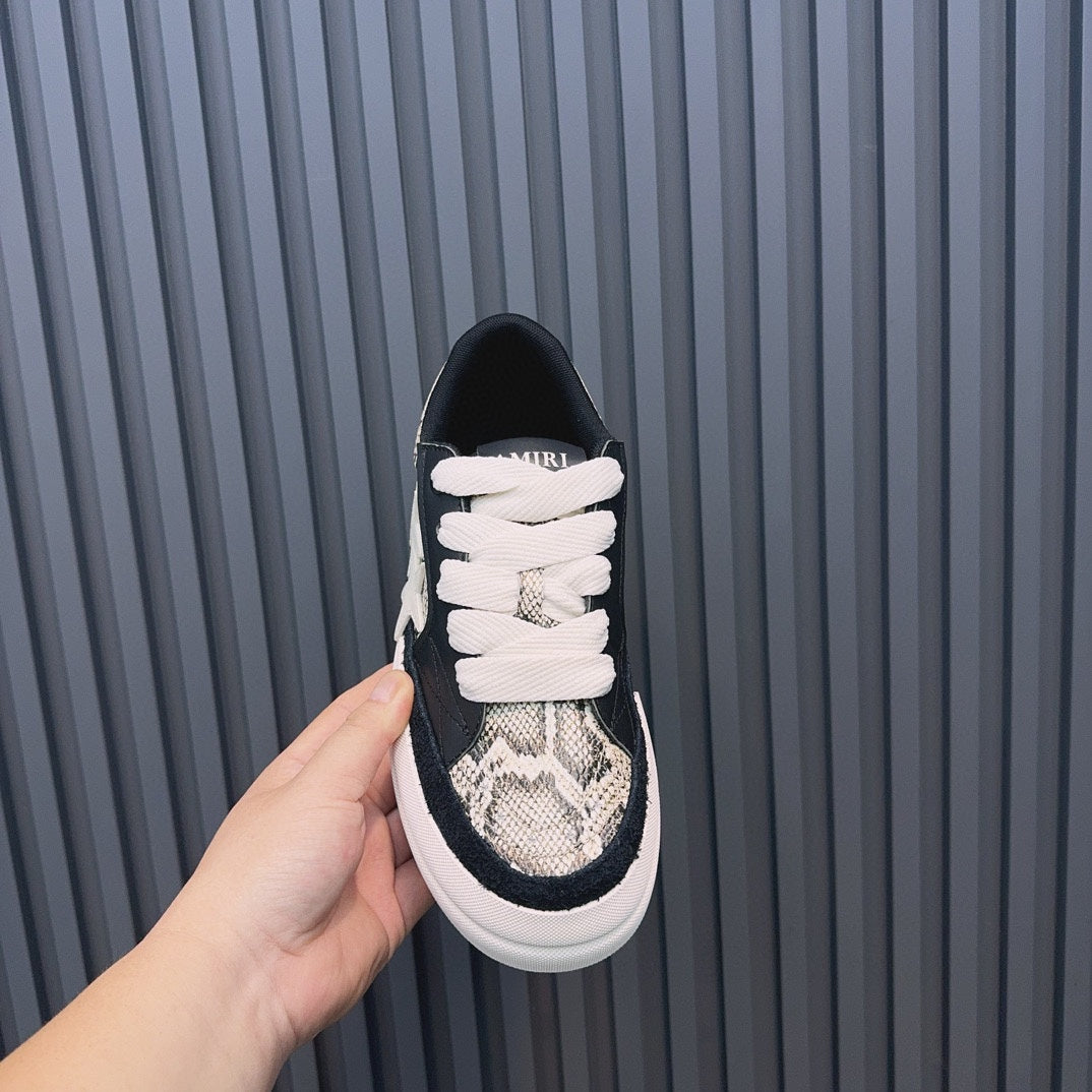AMIRI Black Snakeskin-Print Triple-Star Low-Top Sneakers