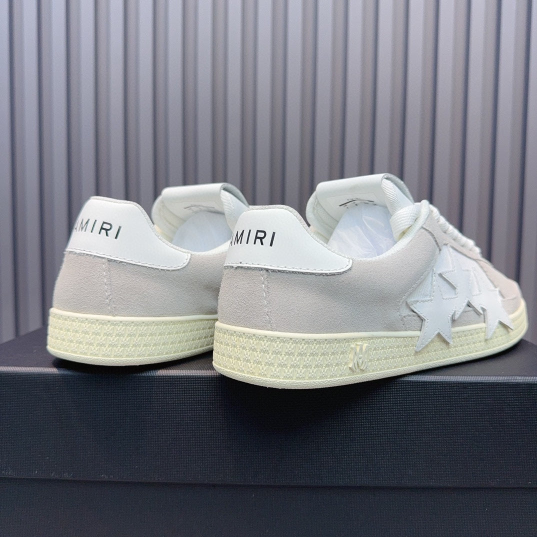 AMIRI Light Gray & White Triple-Star Low-Top Sneakers
