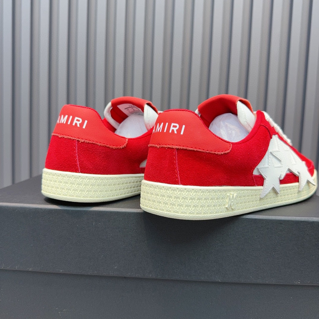 AMIRI Red & White Triple-Star Low-Top Sneakers