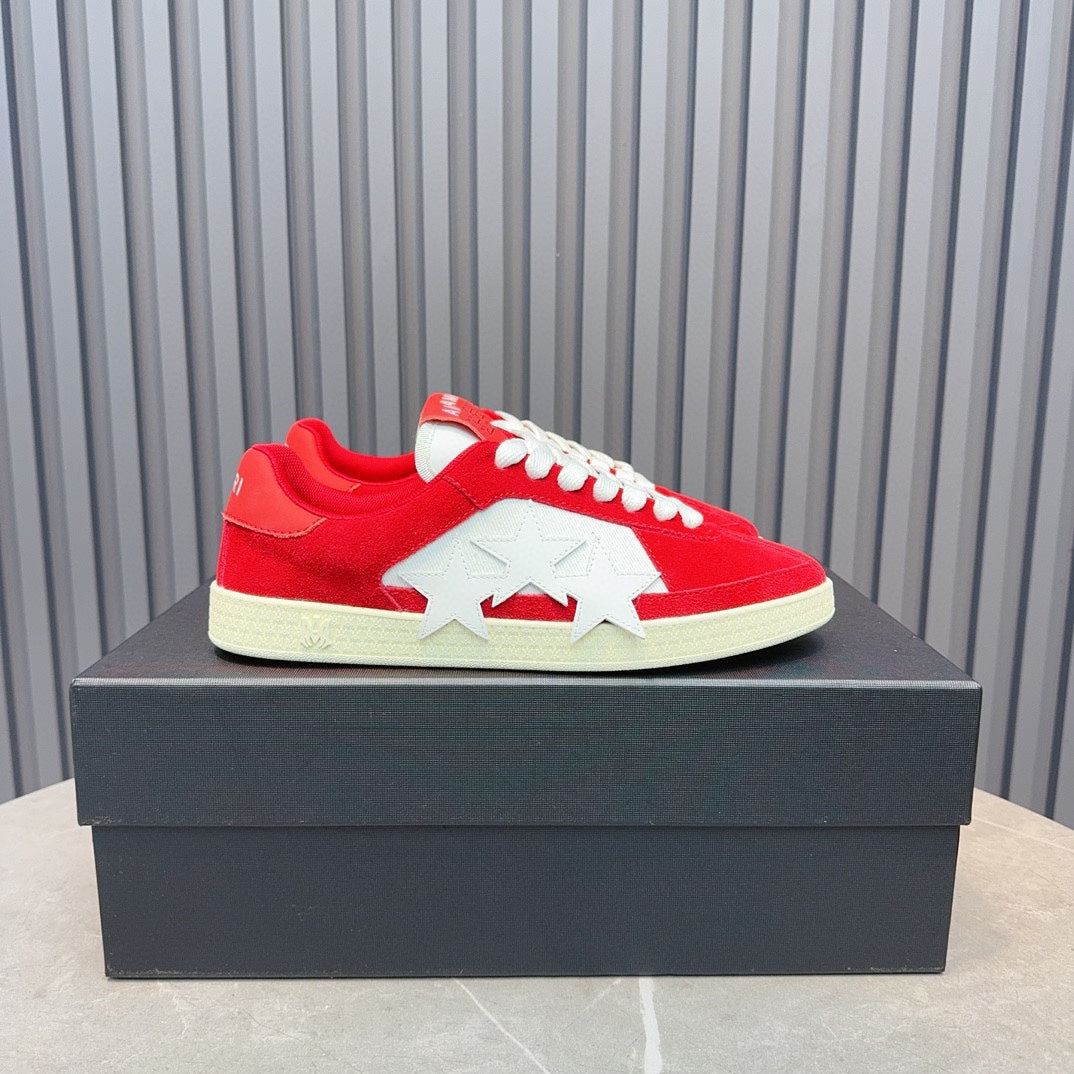 AMIRI Red & White Triple-Star Low-Top Sneakers