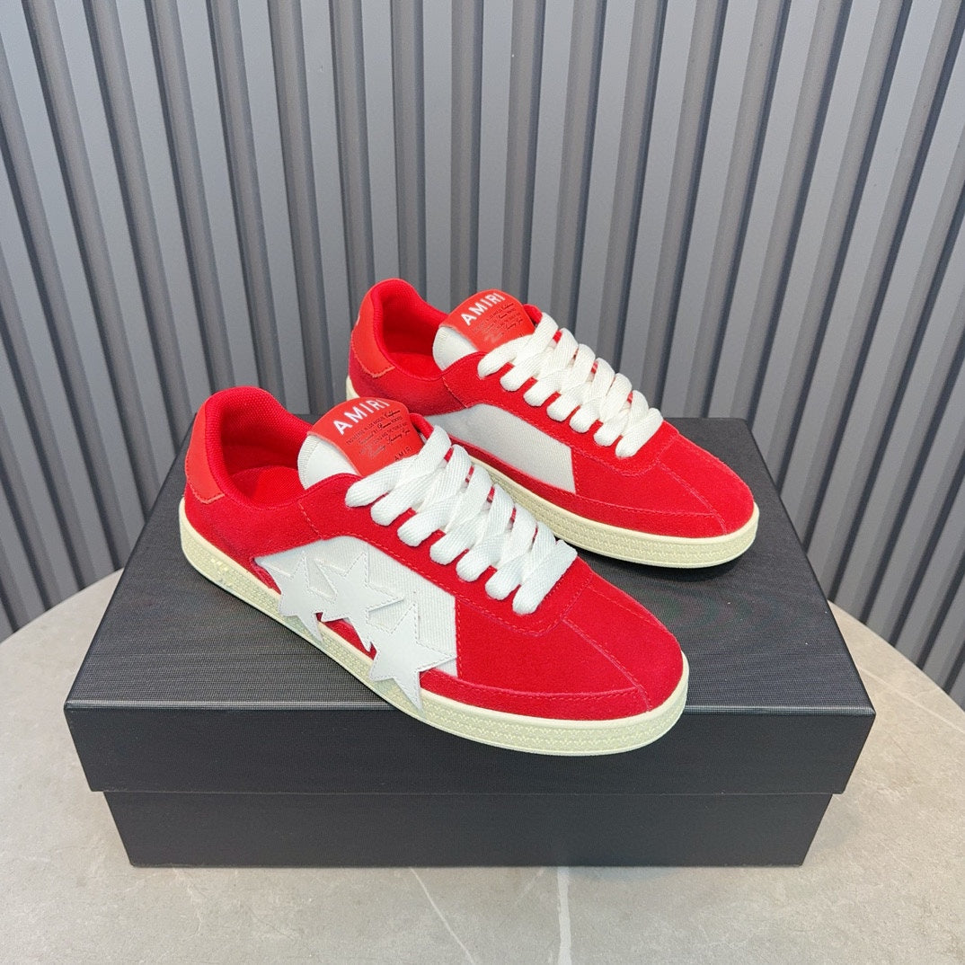 AMIRI Red & White Triple-Star Low-Top Sneakers