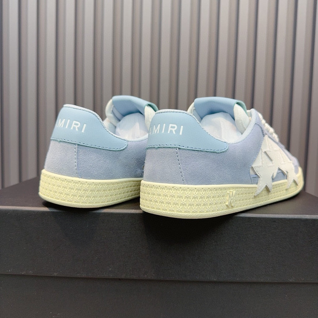 AMIRI Light Blue & White Triple-Star Low-Top Sneakers