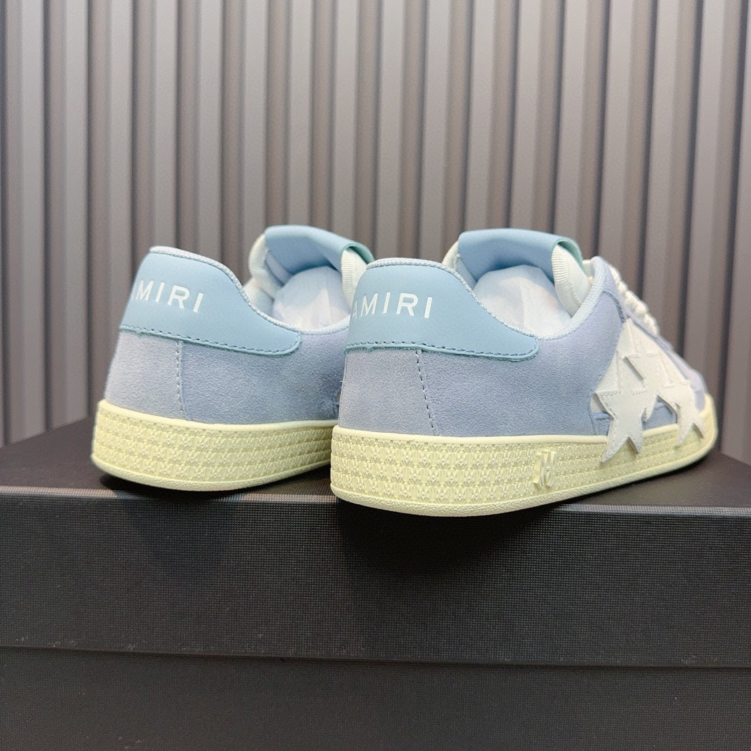 AMIRI Light Blue & White Triple-Star Low-Top Sneakers