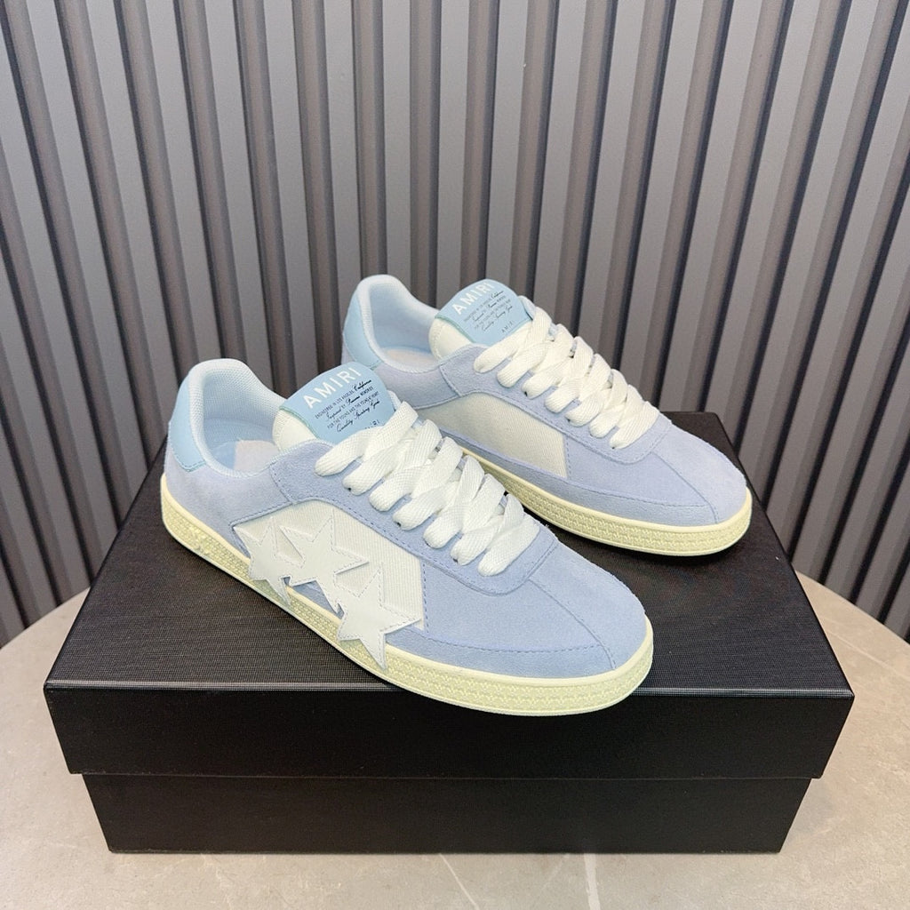 AMIRI Light Blue & White Triple-Star Low-Top Sneakers