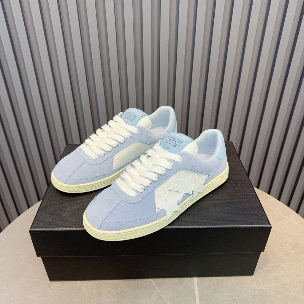 AMIRI Light Blue & White Triple-Star Low-Top Sneakers