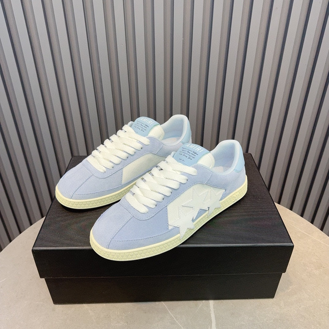 AMIRI Light Blue & White Triple-Star Low-Top Sneakers
