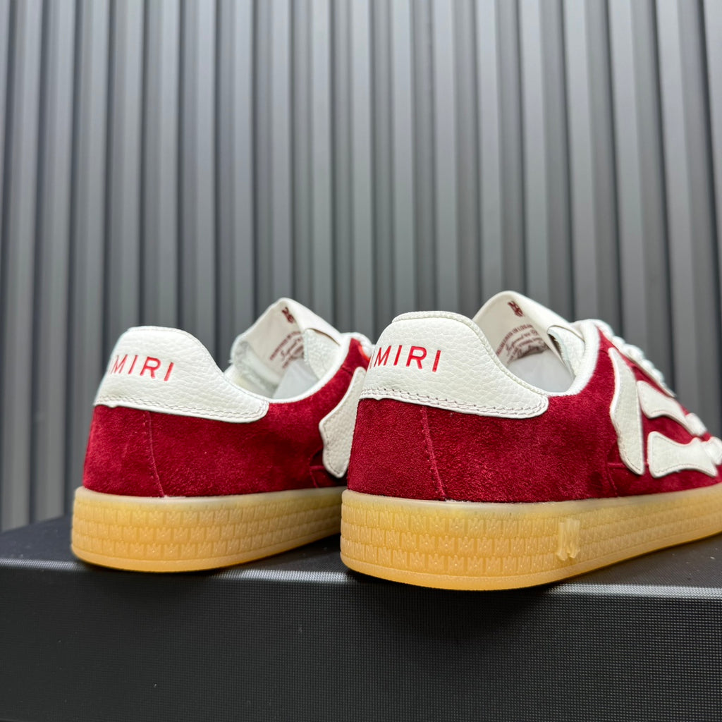 AMIRI Red & White Bone-Detail Low-Top Sneakers