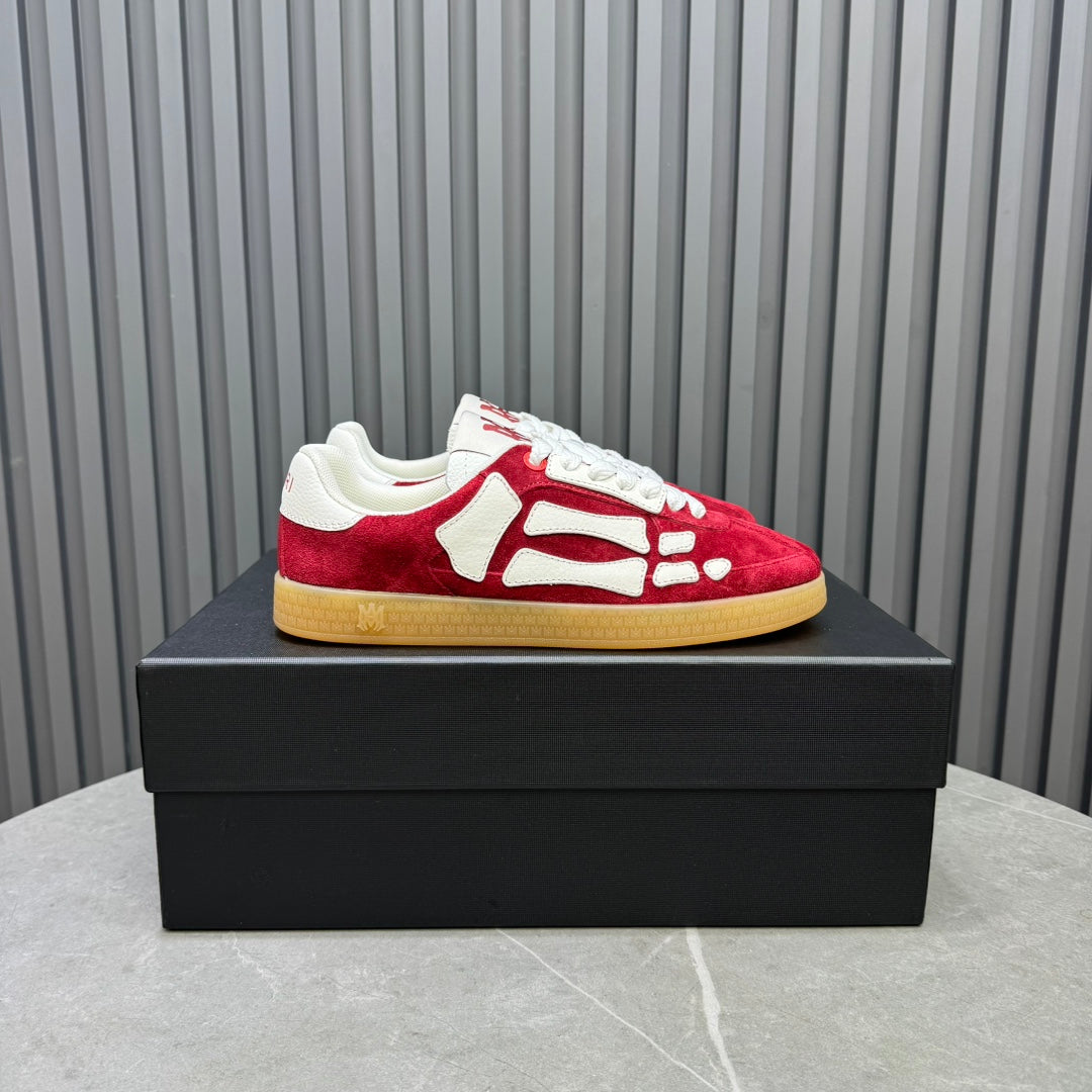 AMIRI Red & White Bone-Detail Low-Top Sneakers
