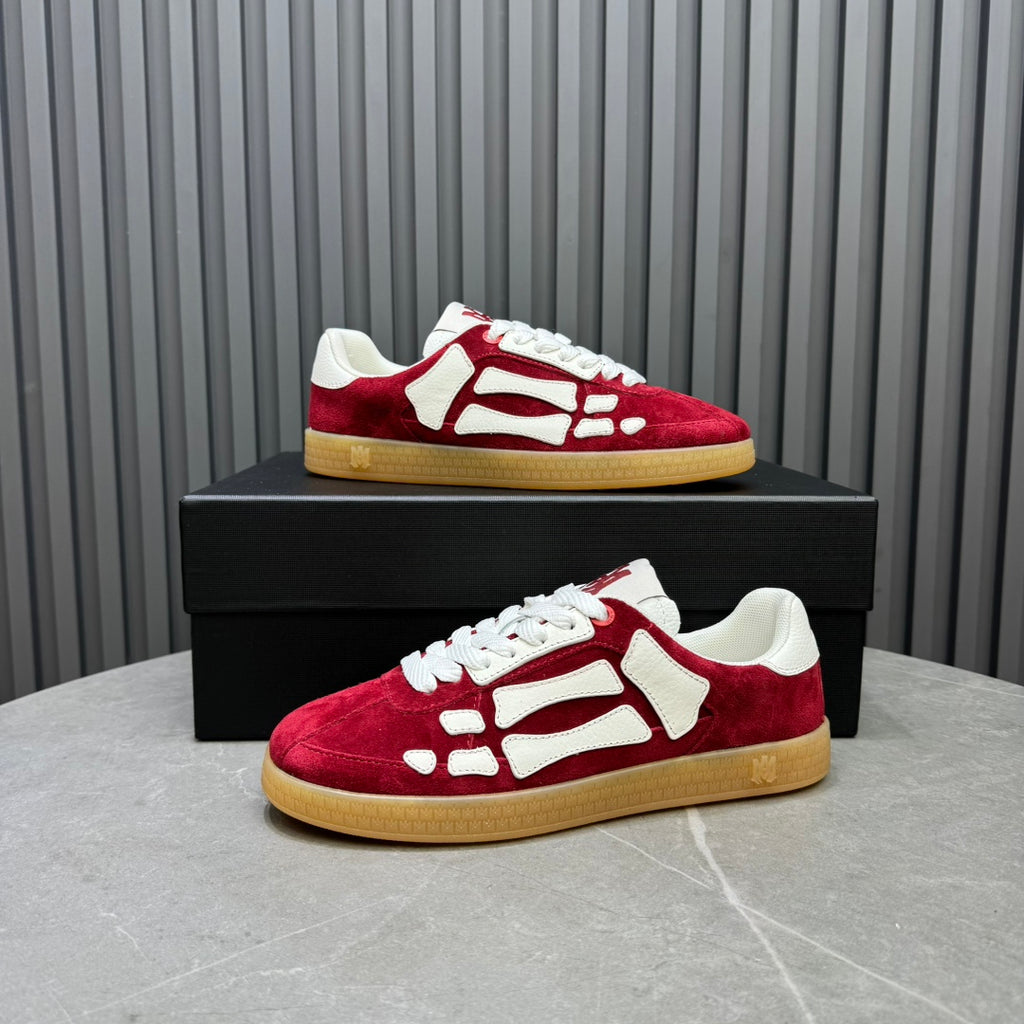 AMIRI Red & White Bone-Detail Low-Top Sneakers