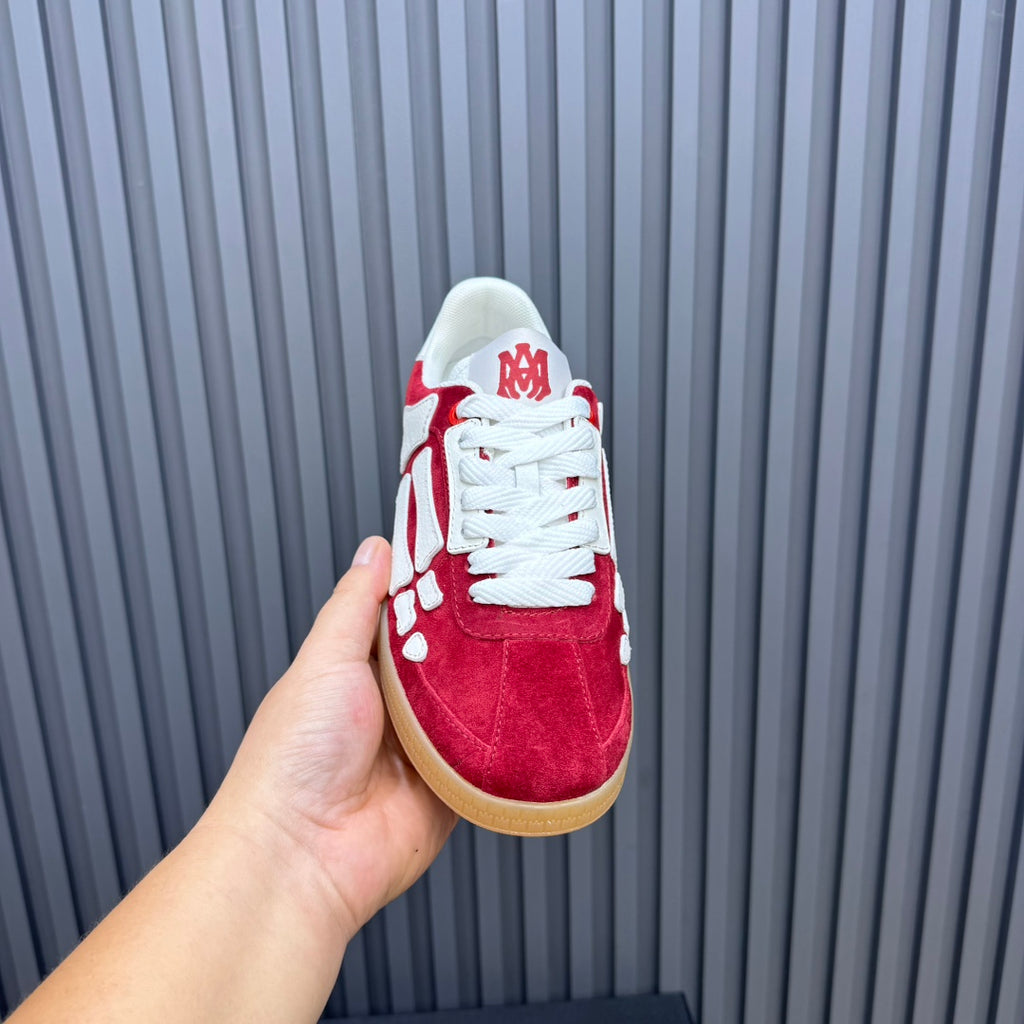 AMIRI Red & White Bone-Detail Low-Top Sneakers