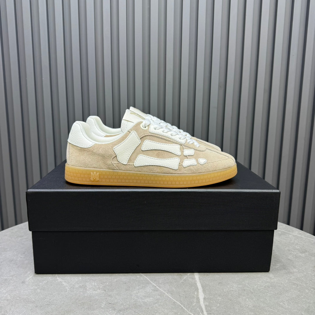 AMIRI Beige & White Bone-Detail Low-Top Sneakers