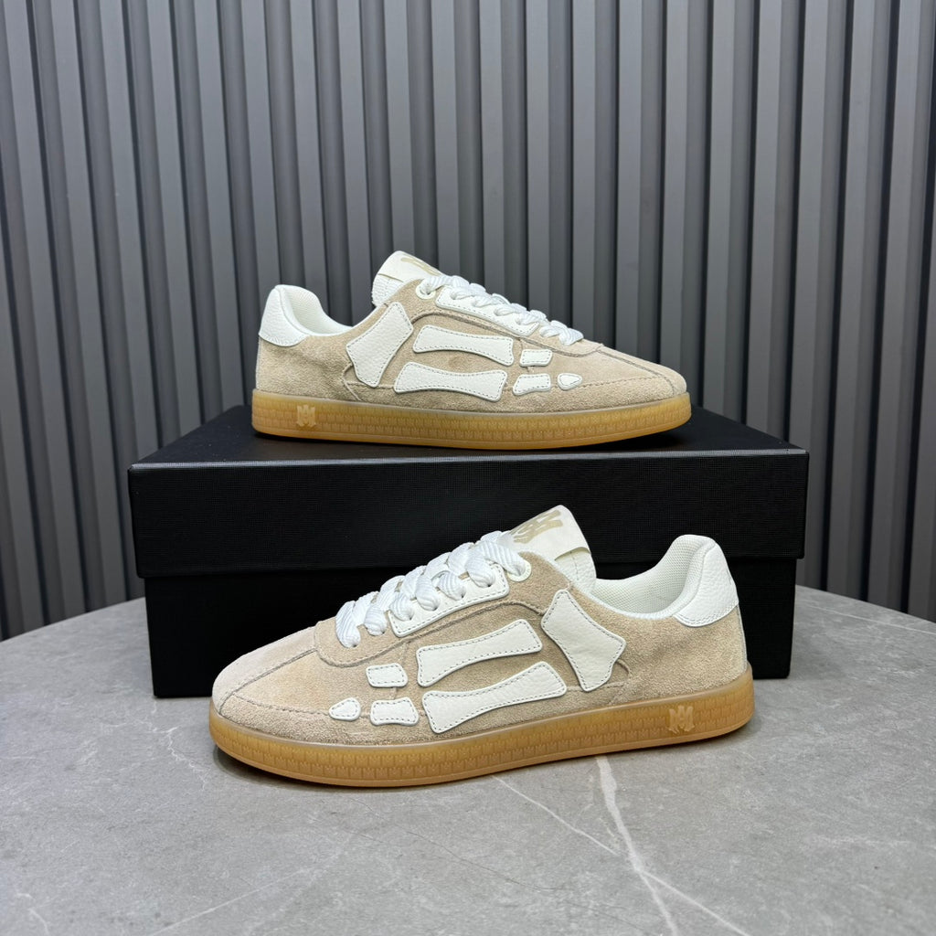 AMIRI Beige & White Bone-Detail Low-Top Sneakers