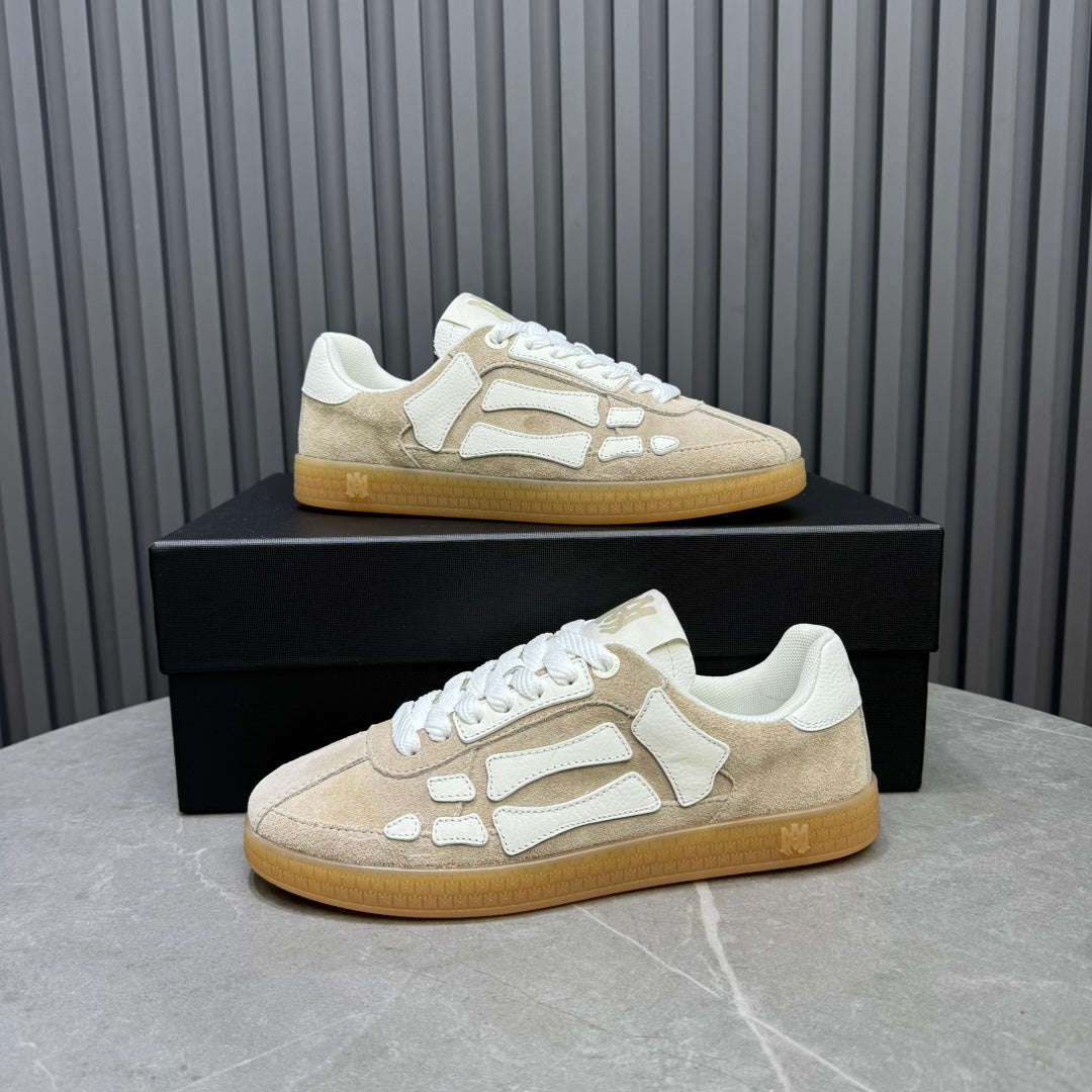 AMIRI Beige & White Bone-Detail Low-Top Sneakers