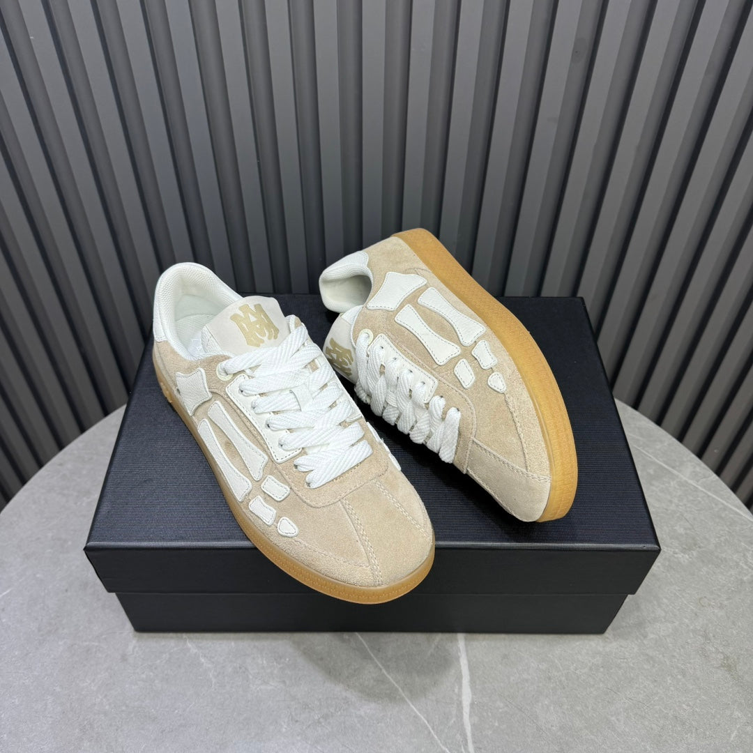 AMIRI Beige & White Bone-Detail Low-Top Sneakers