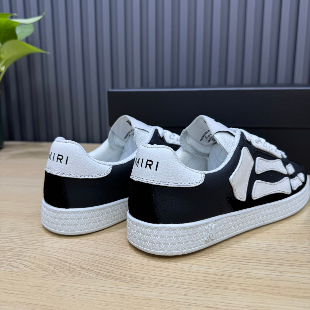 AMIRI Black & White Bone-Detail Low-Top Sneakers