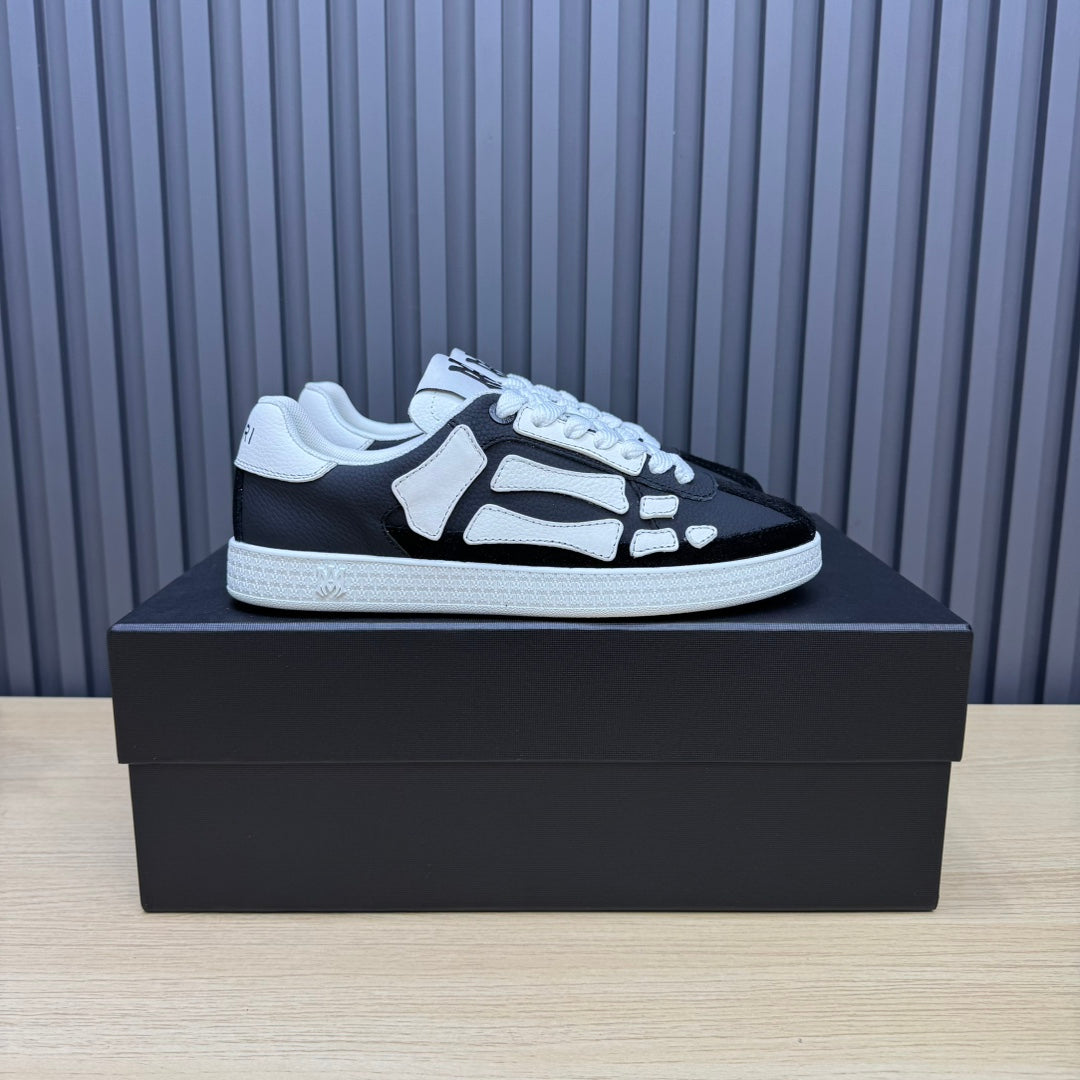 AMIRI Black & White Bone-Detail Low-Top Sneakers