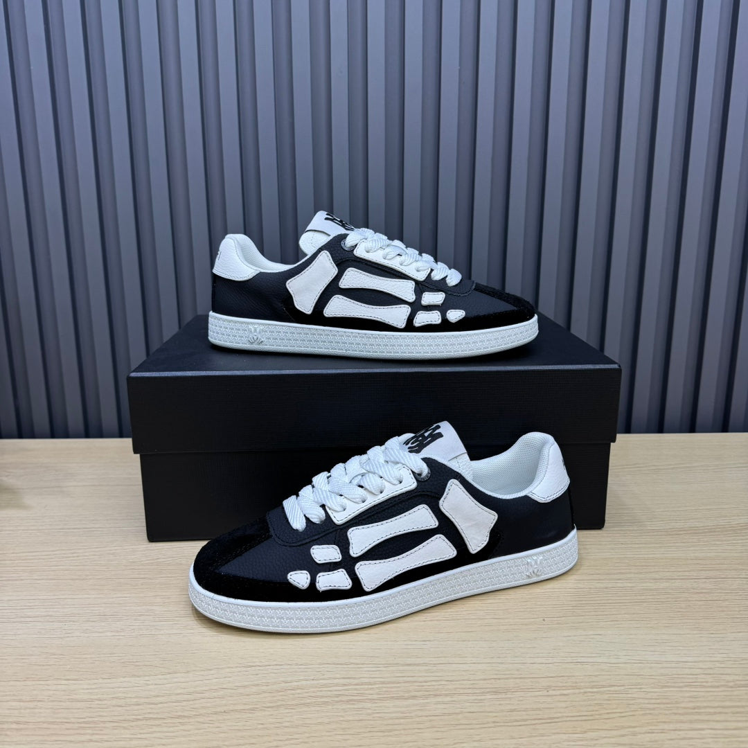 AMIRI Black & White Bone-Detail Low-Top Sneakers