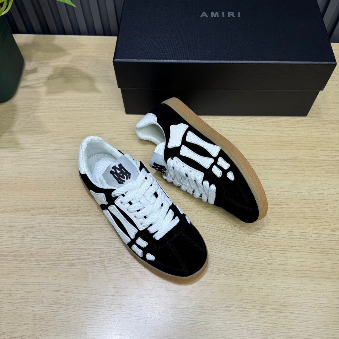 AMIRI Black & White Bone-Detail Gum-Sole Sneakers