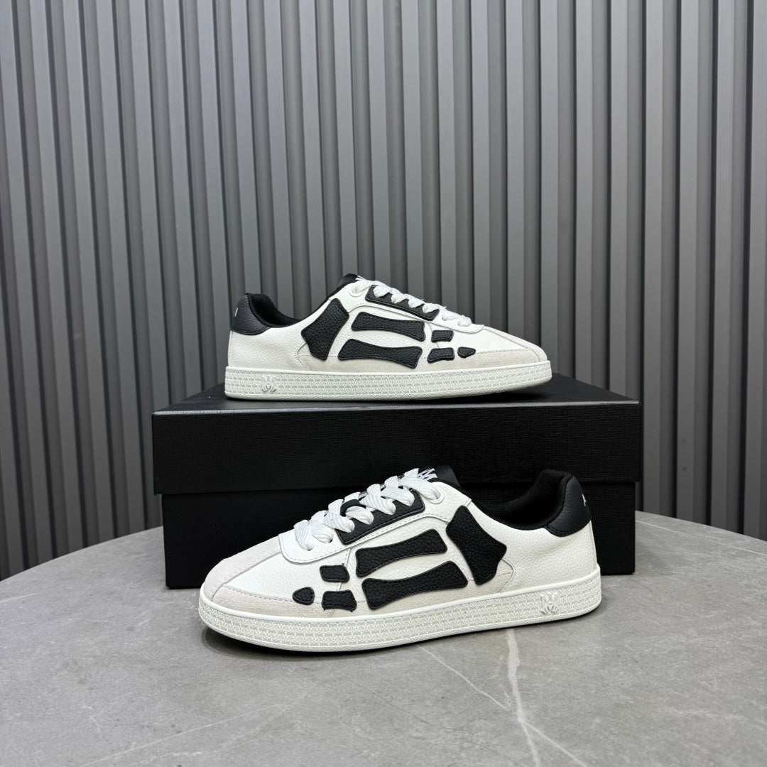 AMIRI White & Black Bone-Detail Low-Top Sneakers