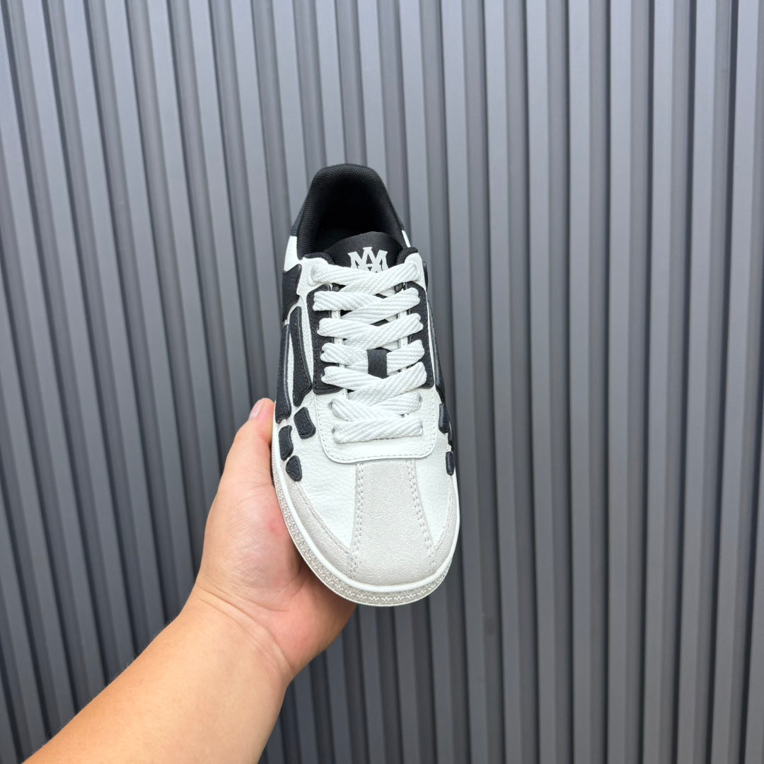 AMIRI White & Black Bone-Detail Low-Top Sneakers