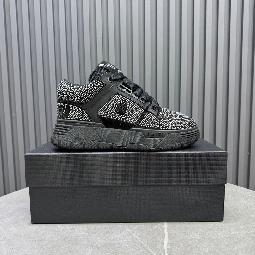 AMIRI Black Rhinestone-Detail Chunky Sneakers