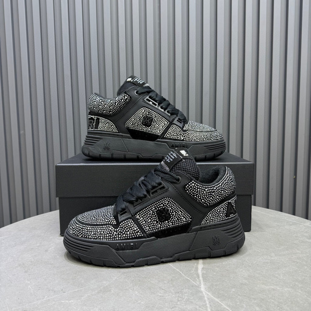 AMIRI Black Rhinestone-Detail Chunky Sneakers