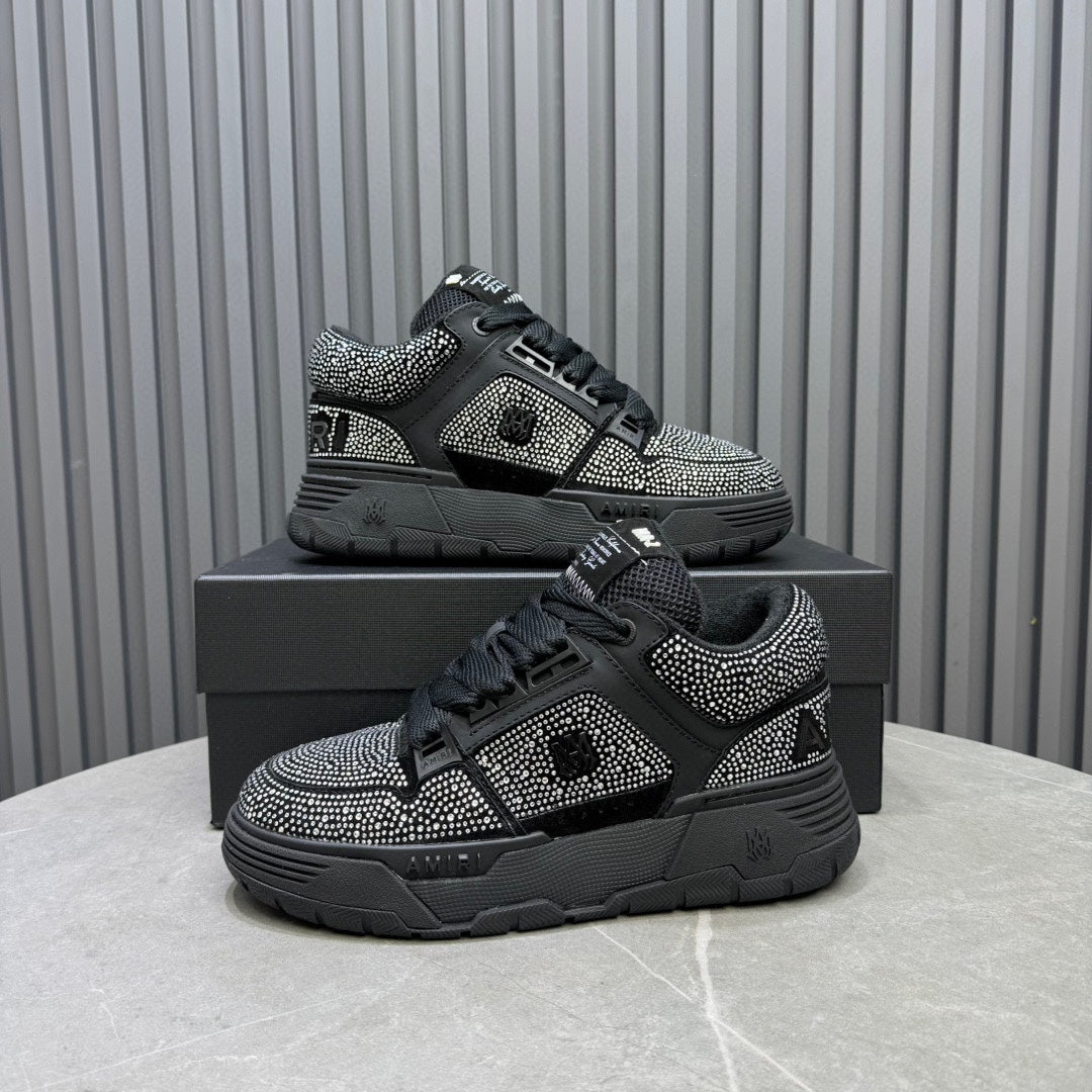 AMIRI Black Rhinestone-Detail Chunky Sneakers