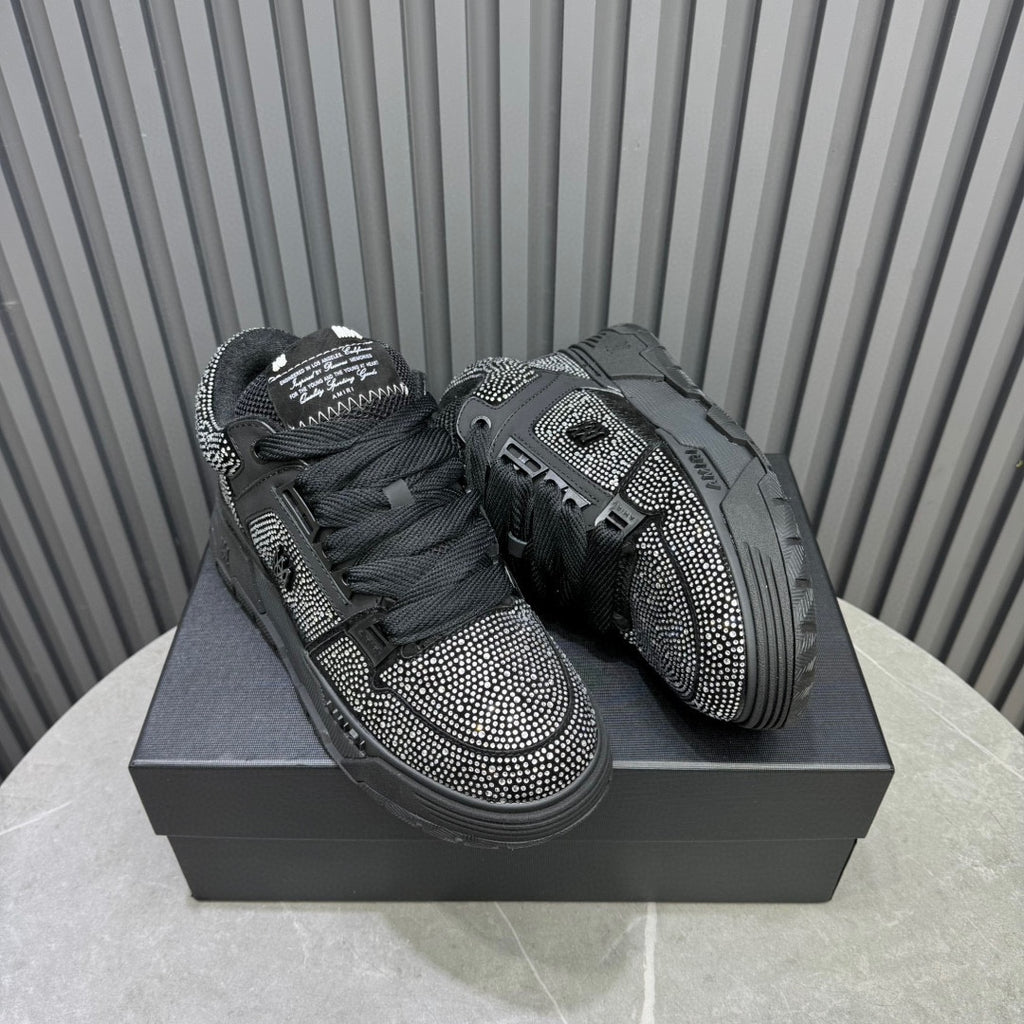 AMIRI Black Rhinestone-Detail Chunky Sneakers