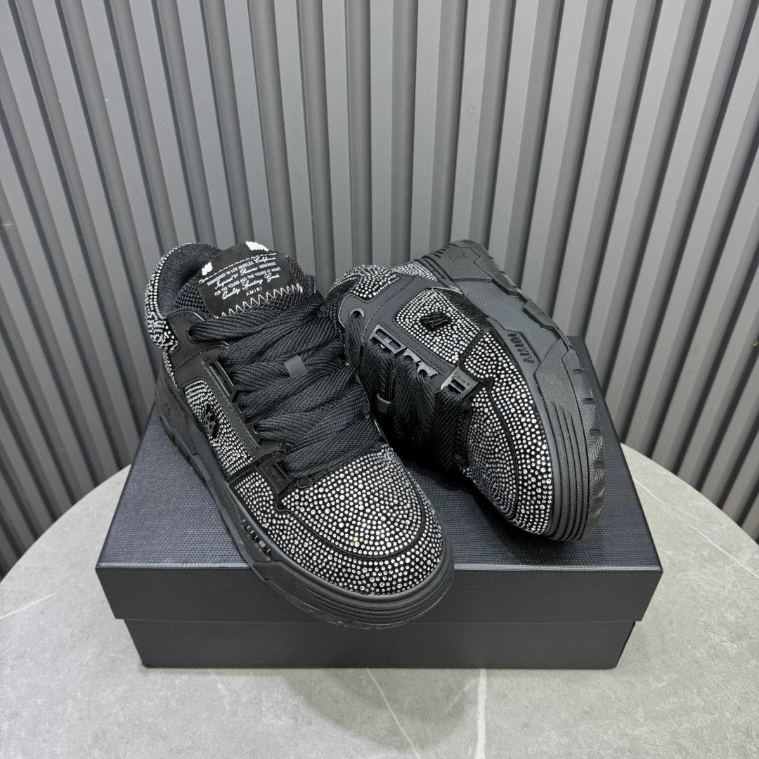 AMIRI Black Rhinestone-Detail Chunky Sneakers