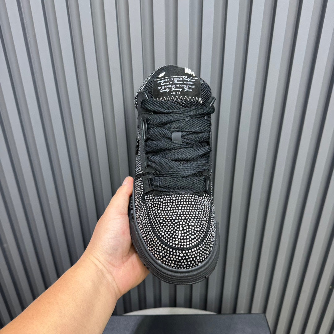 AMIRI Black Rhinestone-Detail Chunky Sneakers