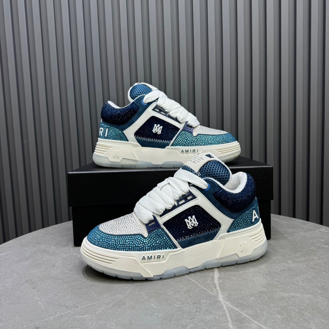 AMIRI Blue & White Rhinestone-Detail Chunky Sneakers