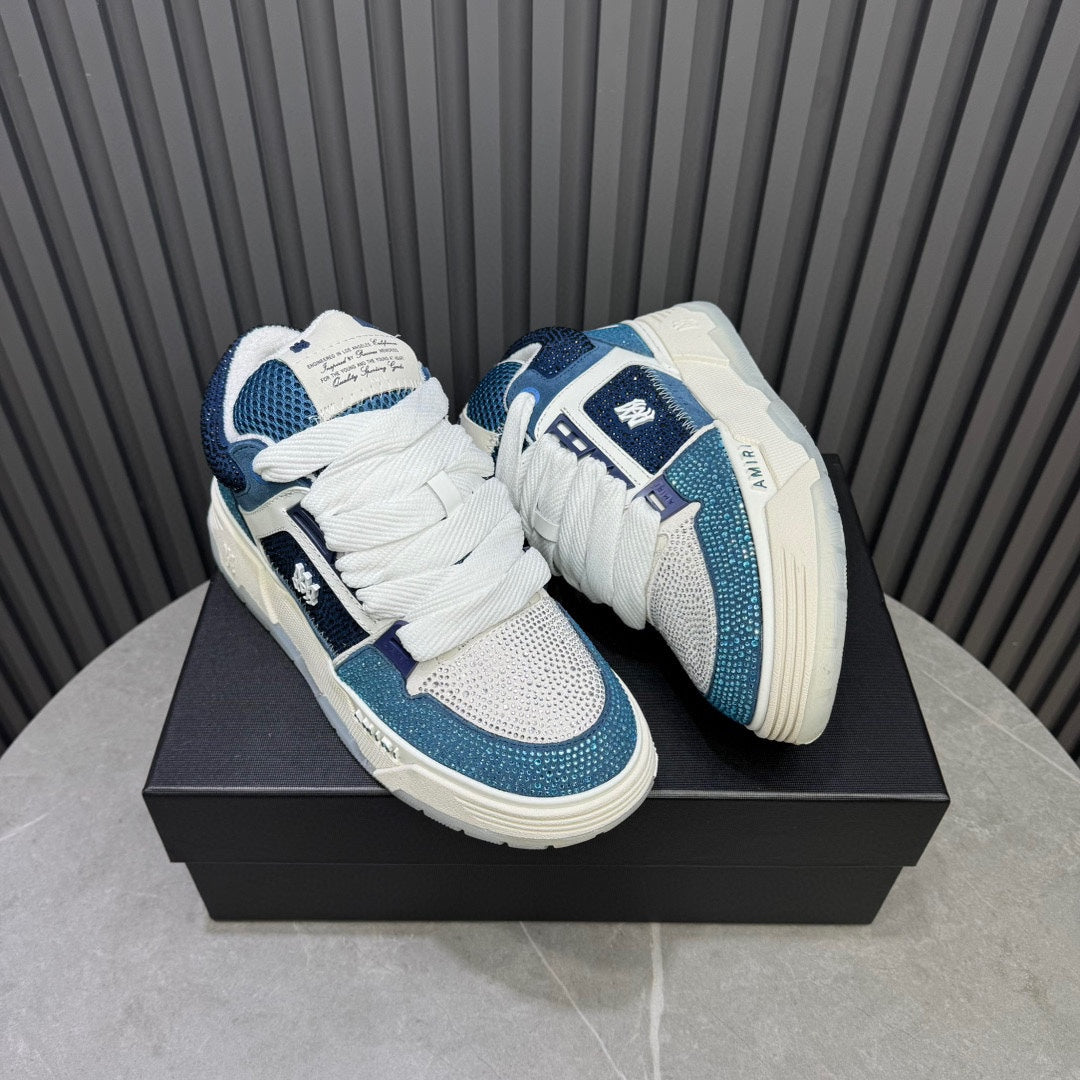 AMIRI Blue & White Rhinestone-Detail Chunky Sneakers