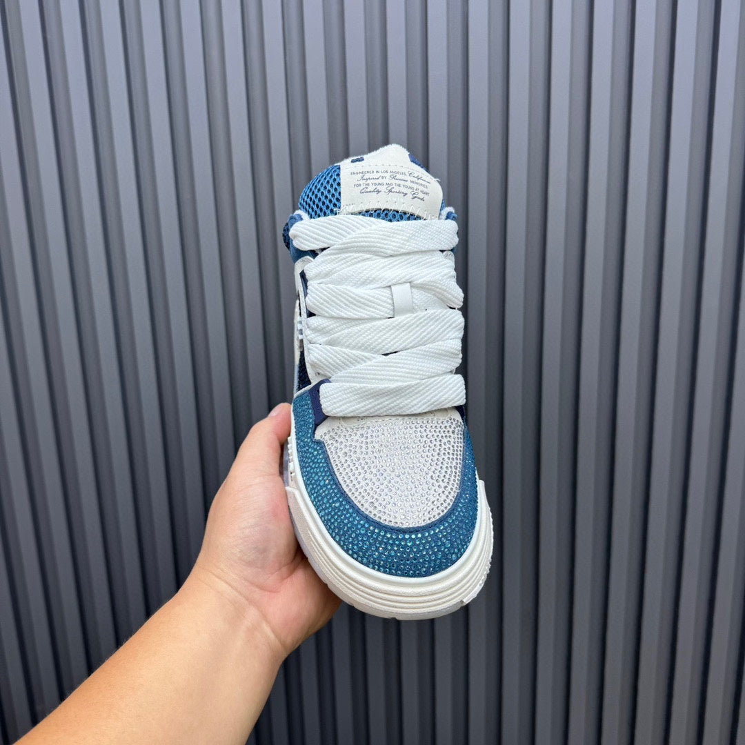 AMIRI Blue & White Rhinestone-Detail Chunky Sneakers