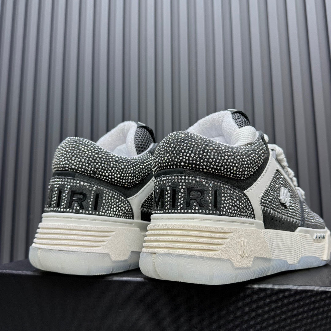 AMIRI Gray & White Rhinestone-Detail Chunky Sneakers