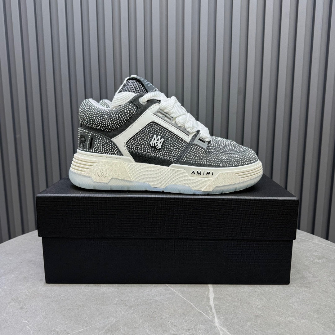 AMIRI Gray & White Rhinestone-Detail Chunky Sneakers