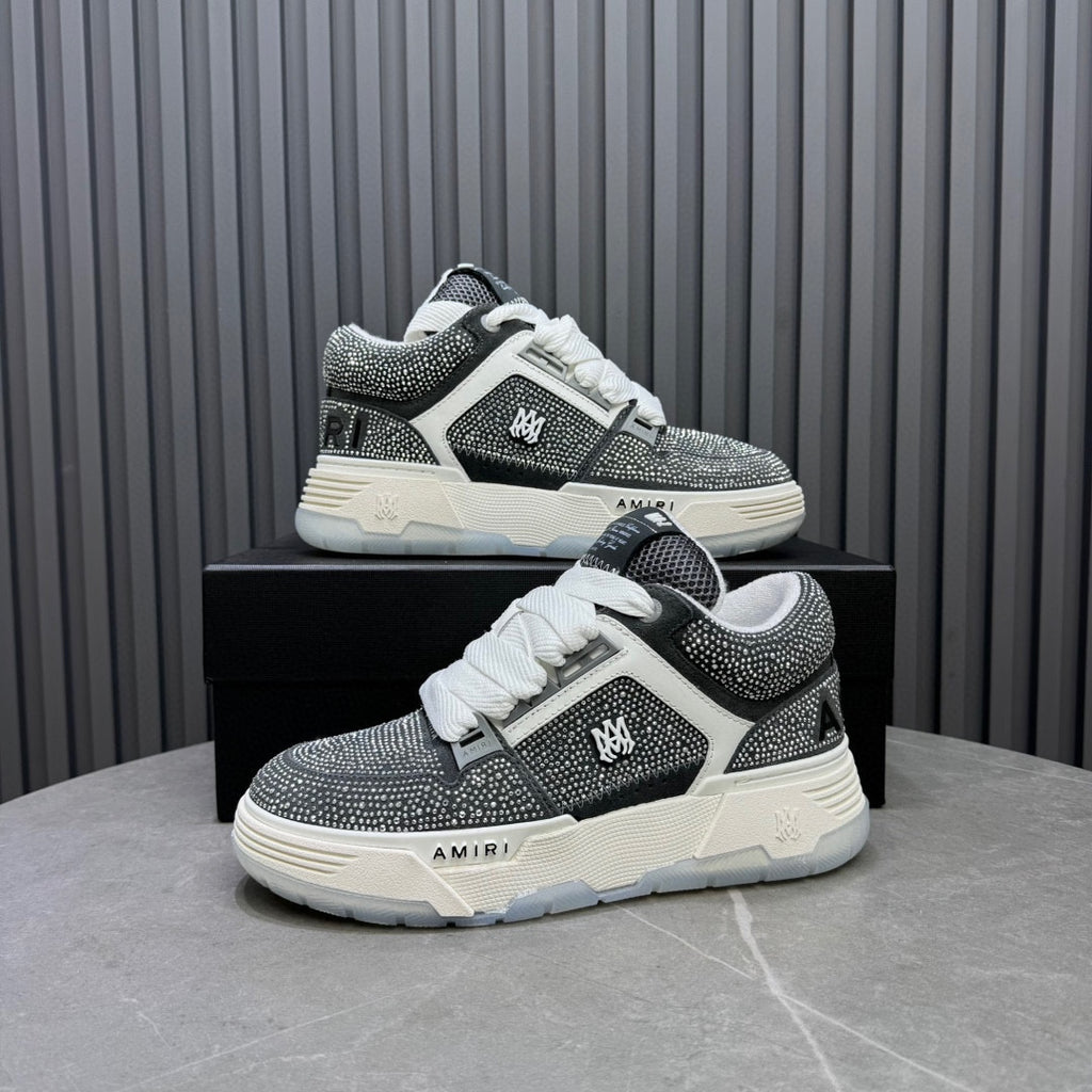 AMIRI Gray & White Rhinestone-Detail Chunky Sneakers