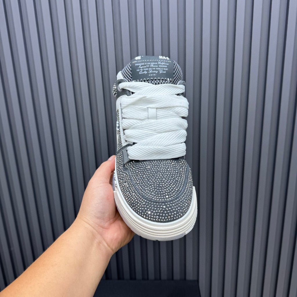 AMIRI Gray & White Rhinestone-Detail Chunky Sneakers