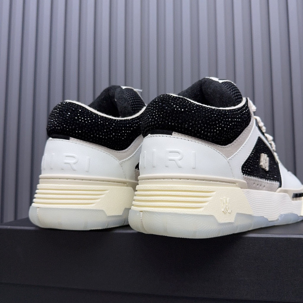 AMIRI Black & White Rhinestone-Detail Chunky Sneakers