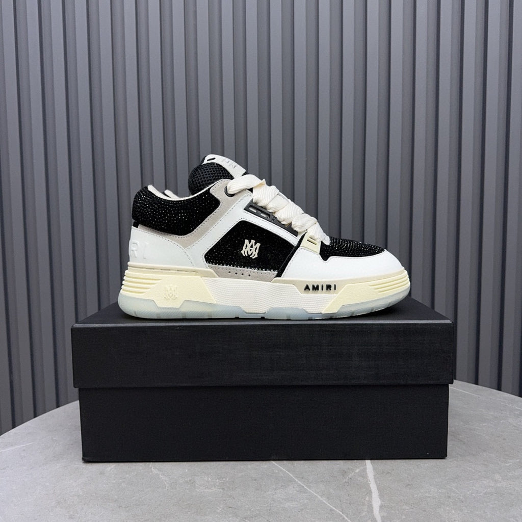 AMIRI Black & White Rhinestone-Detail Chunky Sneakers