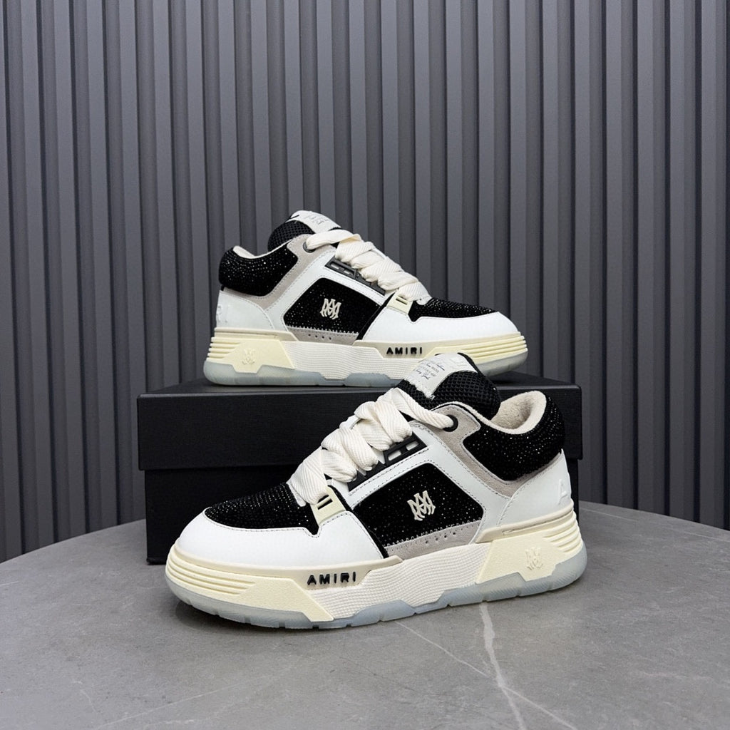 AMIRI Black & White Rhinestone-Detail Chunky Sneakers