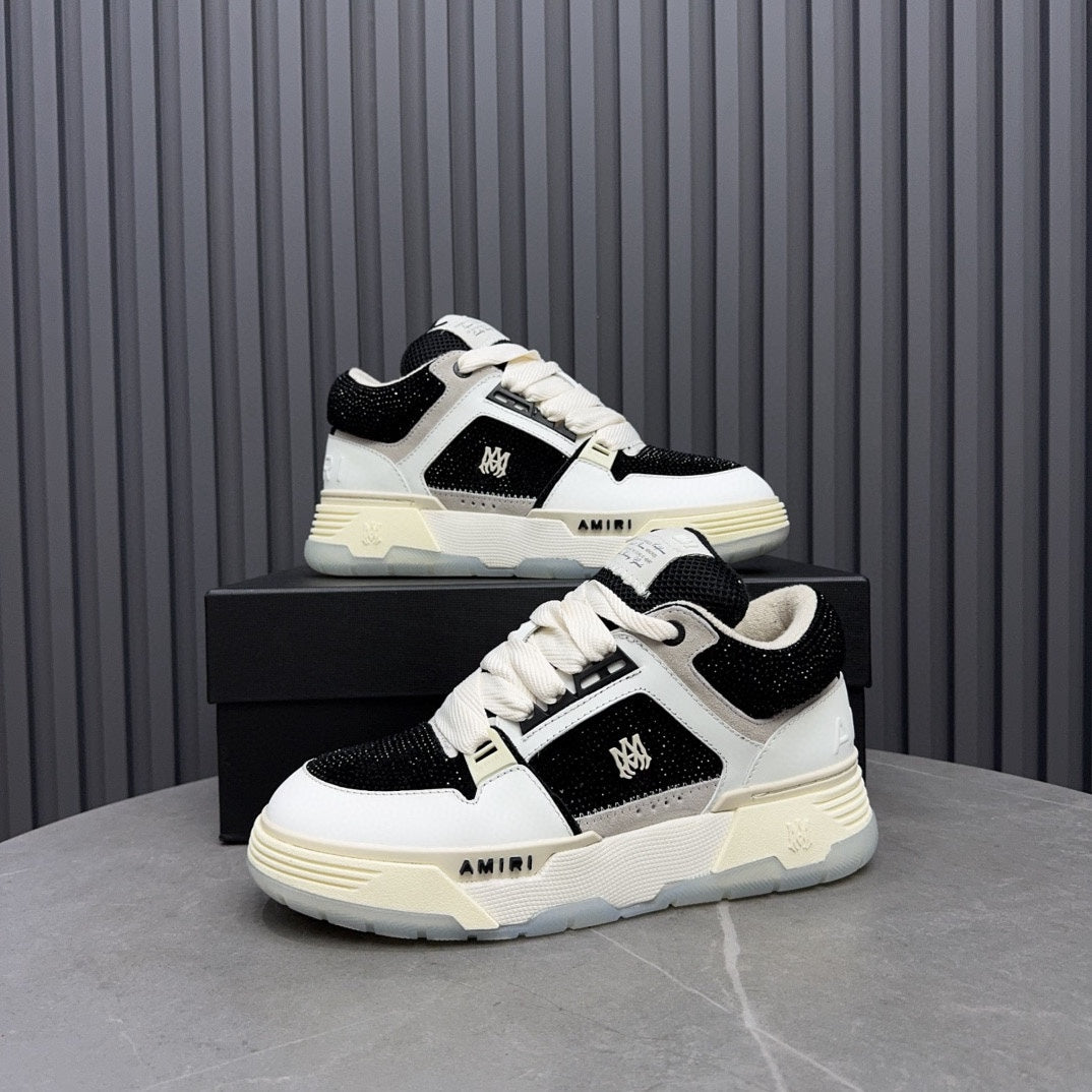 AMIRI Black & White Rhinestone-Detail Chunky Sneakers