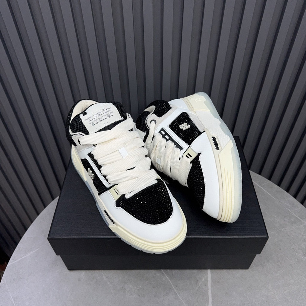 AMIRI Black & White Rhinestone-Detail Chunky Sneakers