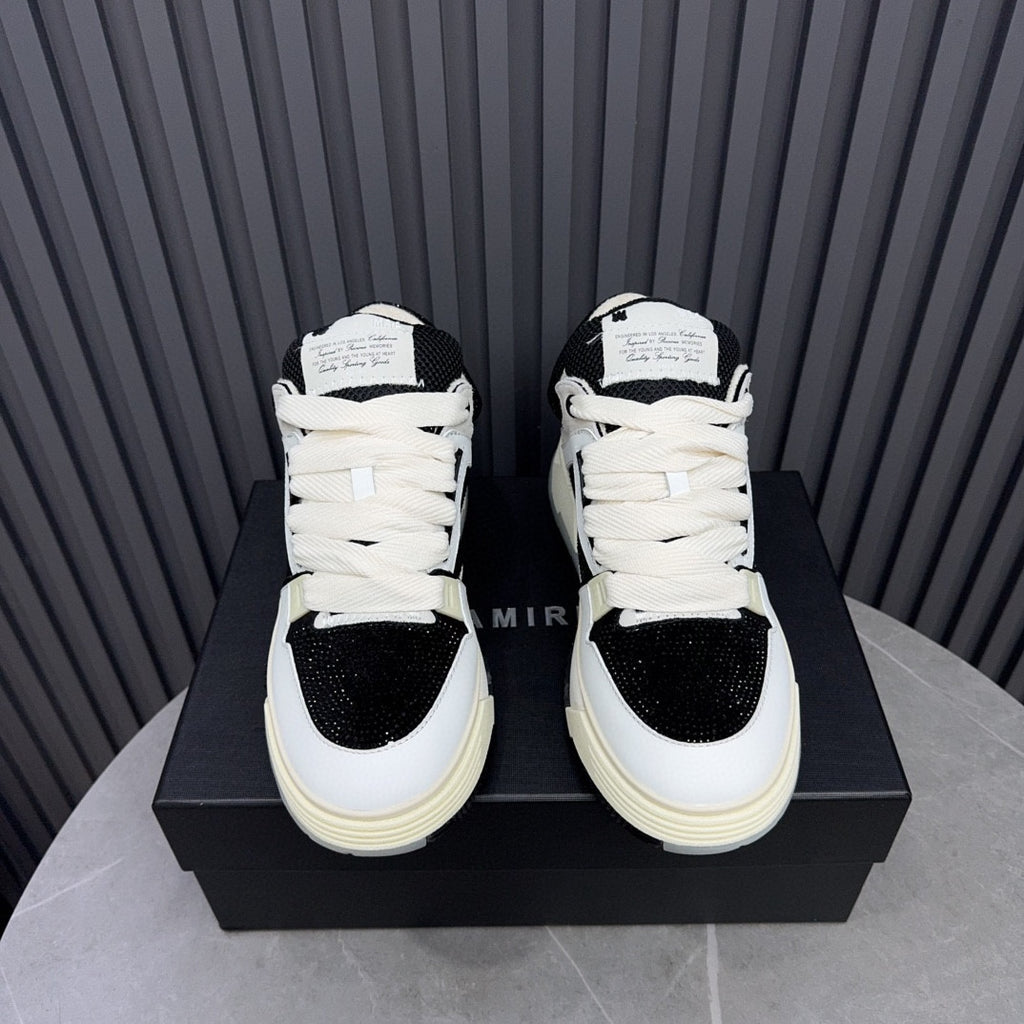 AMIRI Black & White Rhinestone-Detail Chunky Sneakers