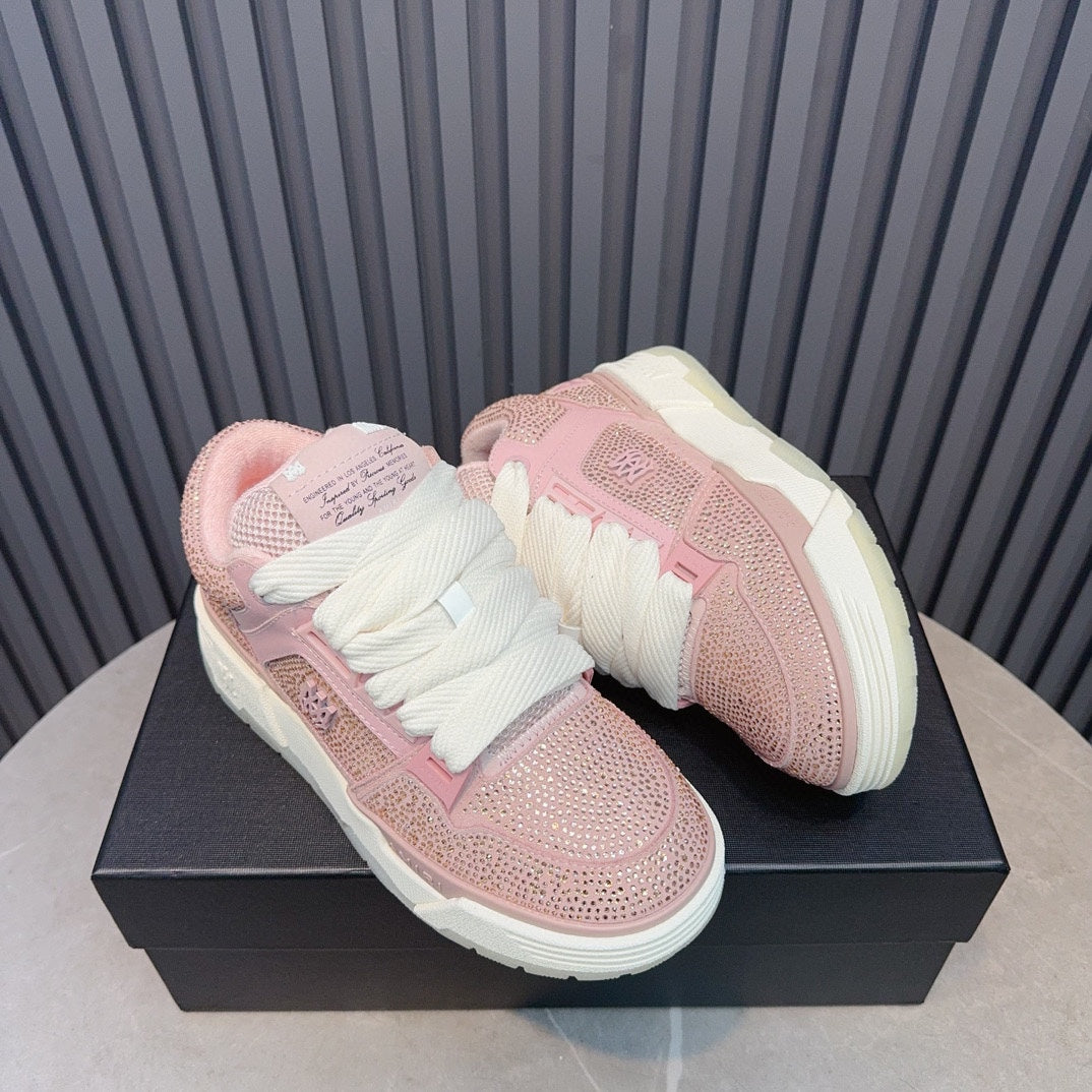 AMIRI Pink Rhinestone-Detail Chunky Sneakers