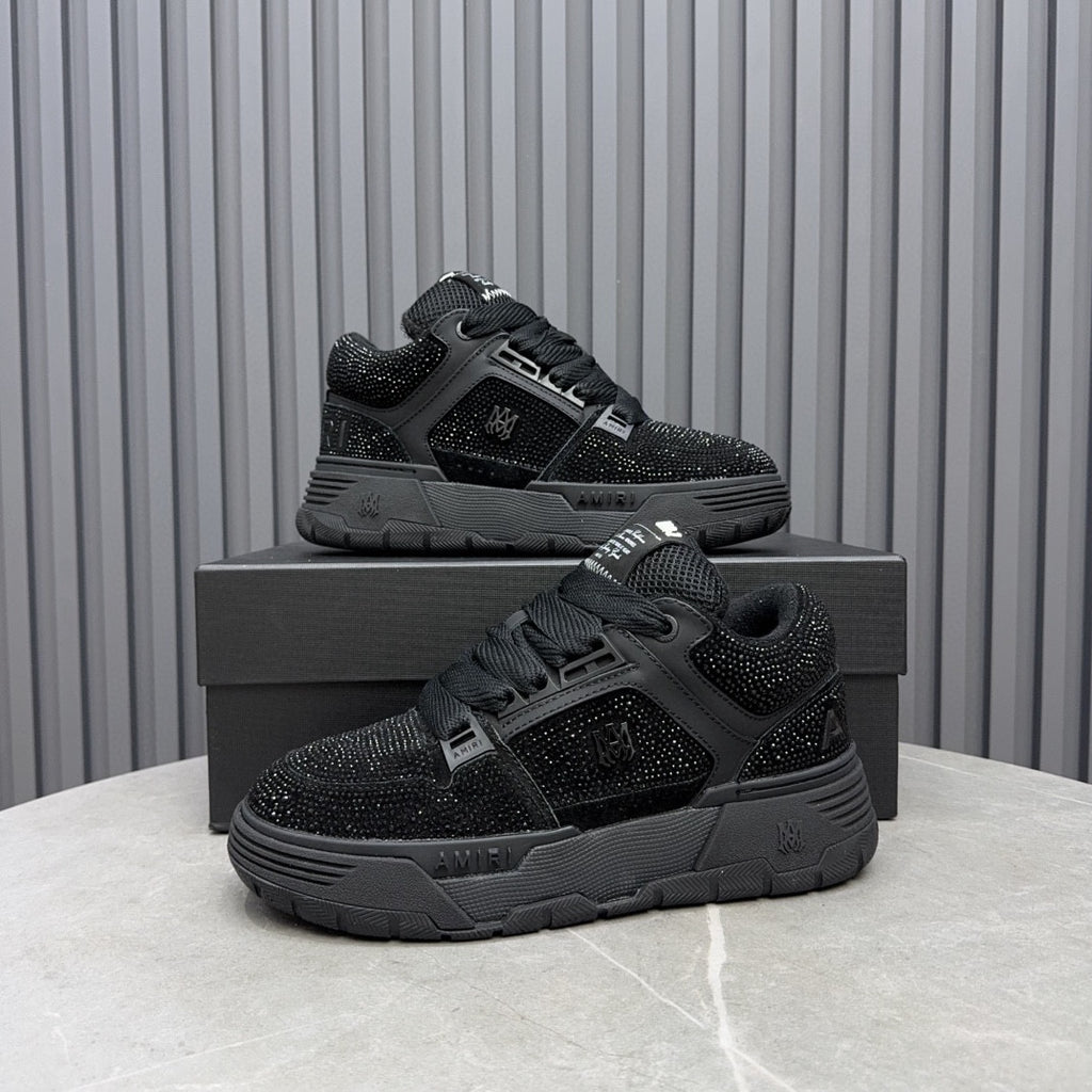 AMIRI All-Black Rhinestone-Detail Chunky Sneakers