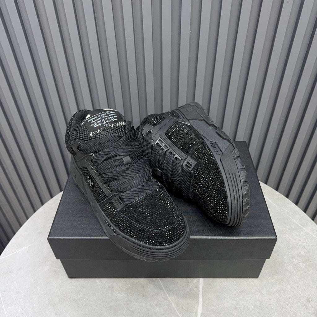 AMIRI All-Black Rhinestone-Detail Chunky Sneakers