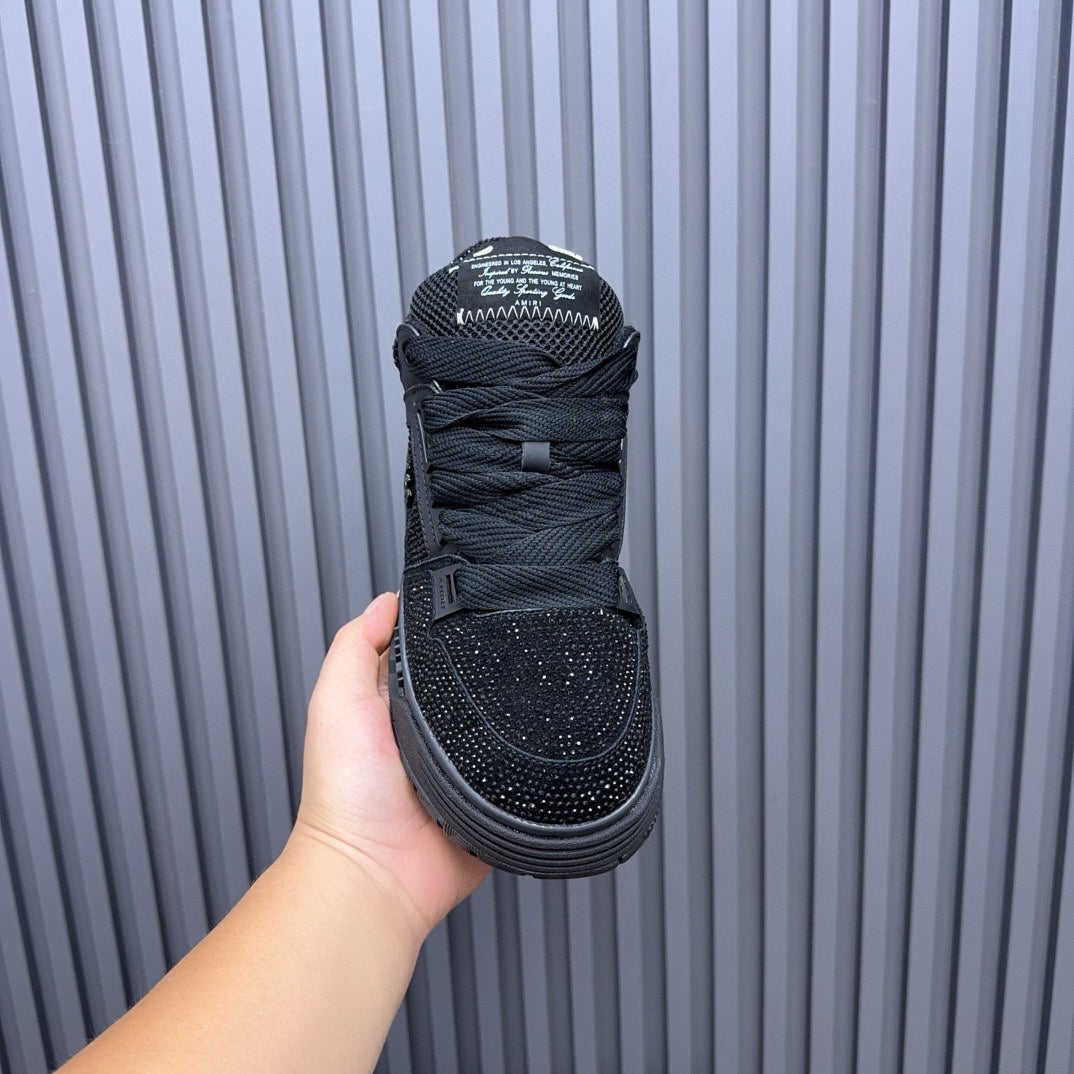 AMIRI All-Black Rhinestone-Detail Chunky Sneakers