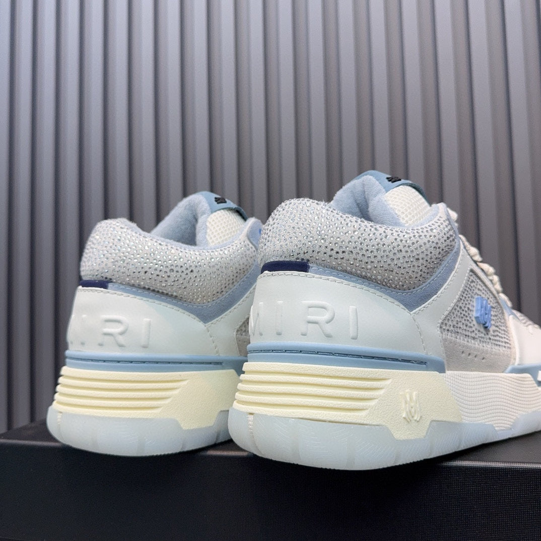 AMIRI Light Blue & White Rhinestone-Detail Chunky Sneakers